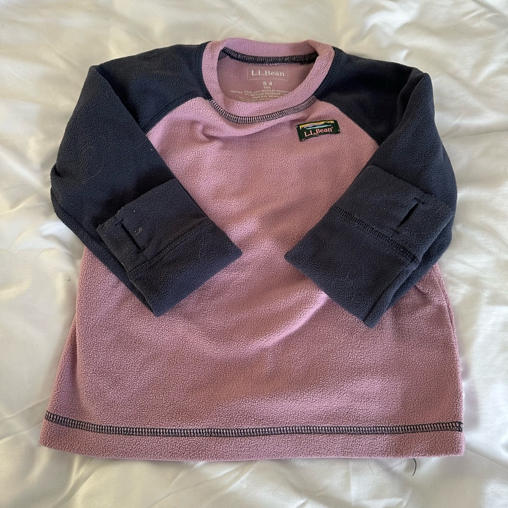 L.L. Bean Kids' Long Sleeve Shirt in Pink and Navy